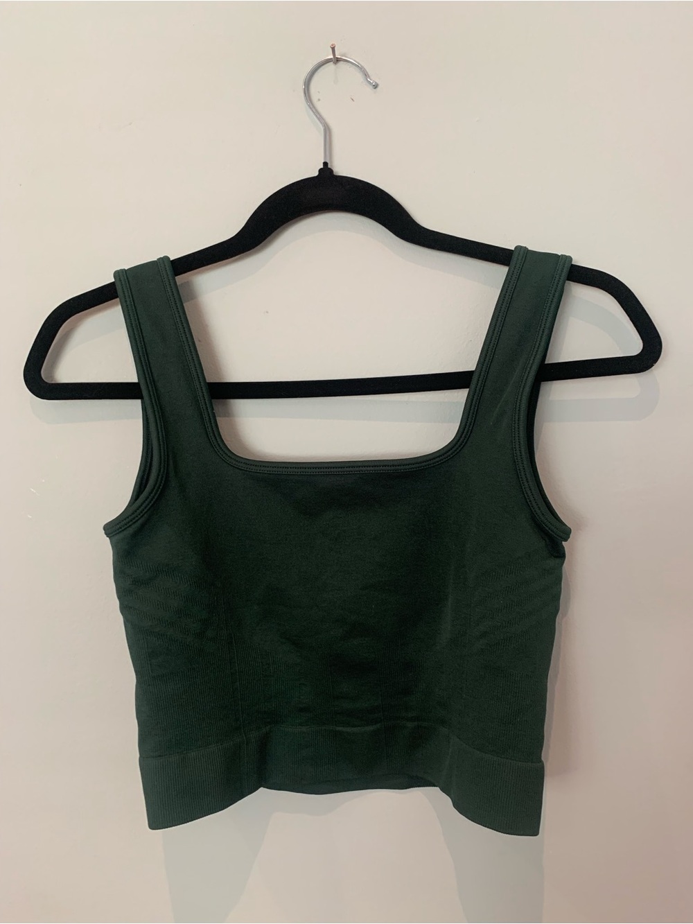 knix Forest Green Square-Neck Ribbed Crop Top